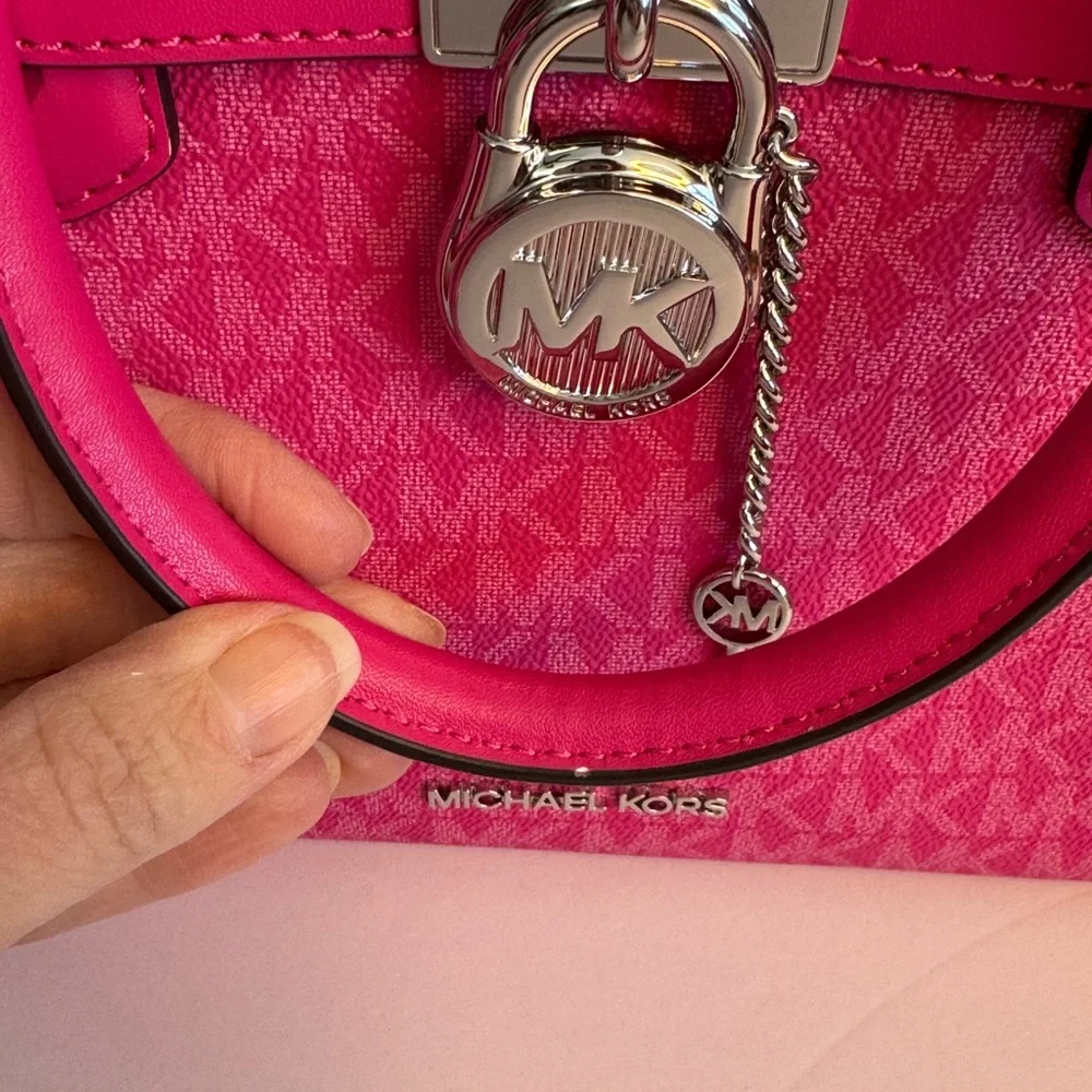 Michael Kors Dragonfruit Hamilton Small Signature Logo Satchel - Picture 12 of 12